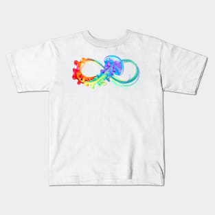 Infinity with Rainbow Jellyfish Kids T-Shirt